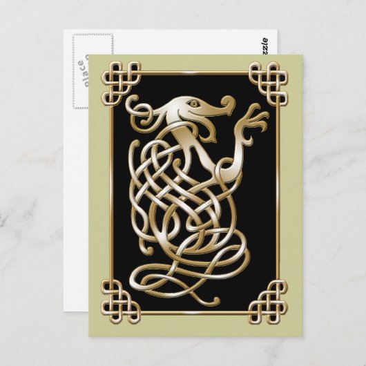 Keltischer Wolf - Schwarzer Hintergrund Postkarte (Vorne/Hinten)