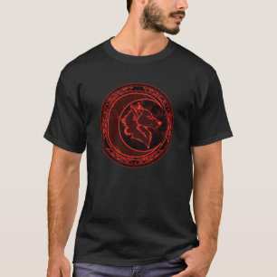 Keltischer Wolf und roter Mond T-Shirt