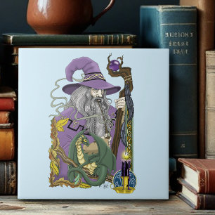 Keltischer Zauberer-Drache Fantasy Lila Fliese