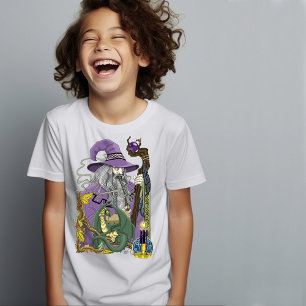 Keltischer Zauberer-Drache Fantasy Lila T-Shirt