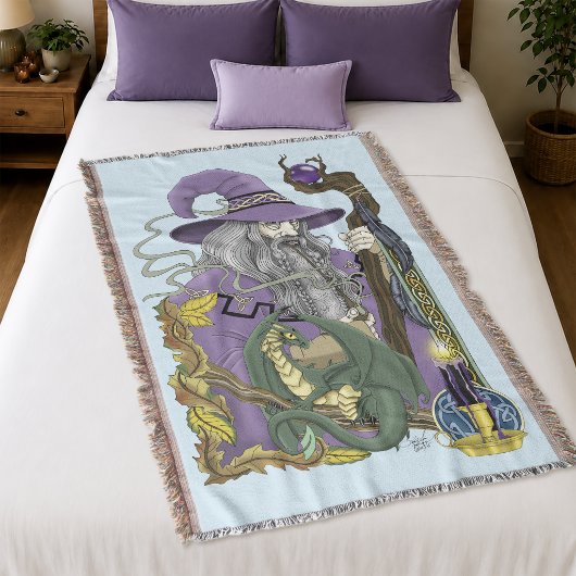 Keltischer ZaubererDrachen Fantasy Lila Decke