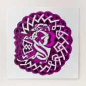 Keltisches Buffalo/Bison-Flechtwerk in Rosa Puzzle (Horizontal)