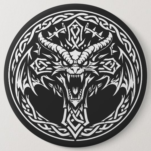 Keltisches Drachen-Emblem von BurnsInHell Button (Vorderseite)