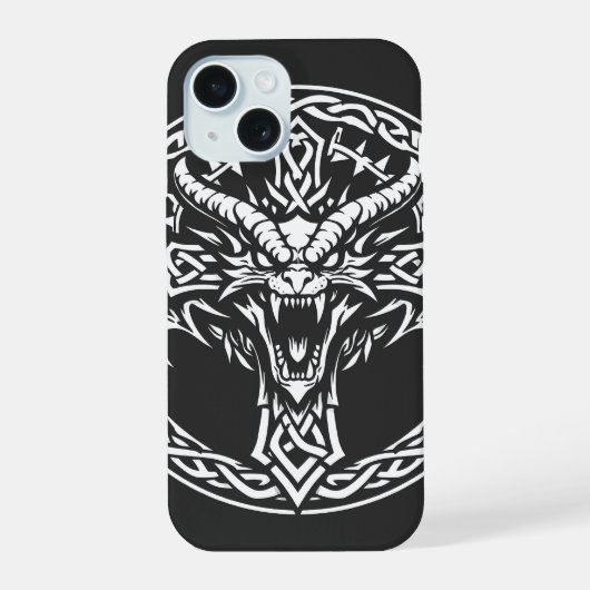 Keltisches Drachen-Emblem von BurnsInHell iPhone 15 Hülle (Rückseite)