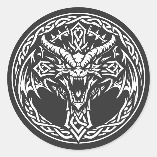 Keltisches Drachen-Emblem von BurnsInHell Runder Aufkleber (Vorderseite)