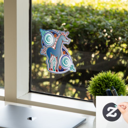 Keltisches Einhorn Fensteraufkleber (Büro)