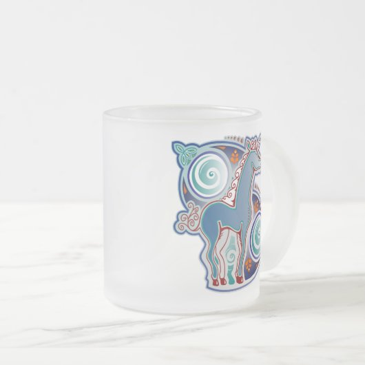 Keltisches Einhorn Mattglastasse (VorderseiteRechts)