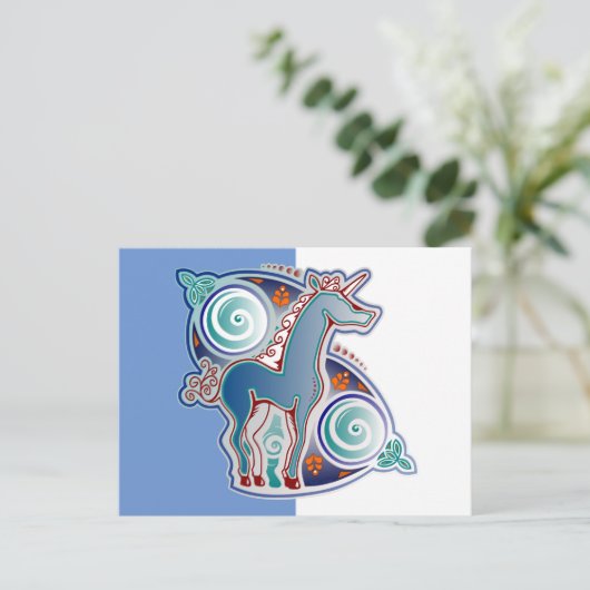 Keltisches Einhorn Postkarte (Stehend Vorderseite)
