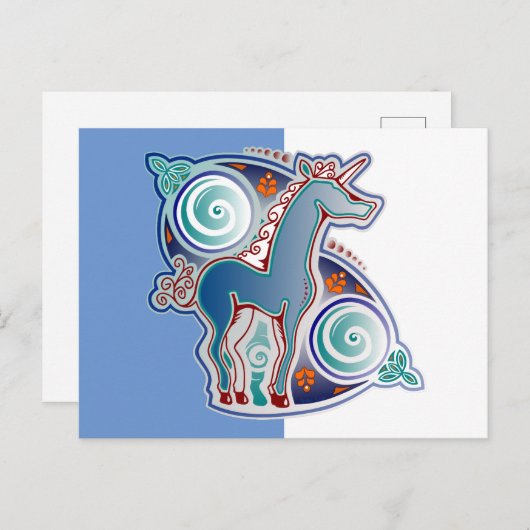 Keltisches Einhorn Postkarte (Vorne/Hinten)