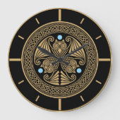 Keltisches Eulen-Trio Große Wanduhr (Vorderseite)