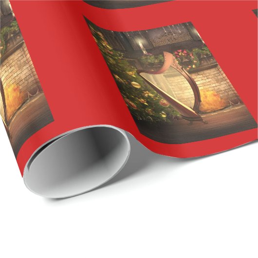 Keltisches Harfen-WeihnachtsPackpapier Geschenkpapier (Rolleneckpunkt)