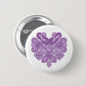 Keltisches Herz-lila Button-Knopf-Abzeichen Button (Vorne & Hinten)