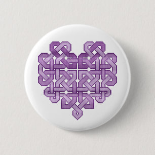 Keltisches Herz-lila Button-Knopf-Abzeichen Button