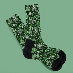 Keltisches Kleeblattmuster Grüne Irische Herzen Socken