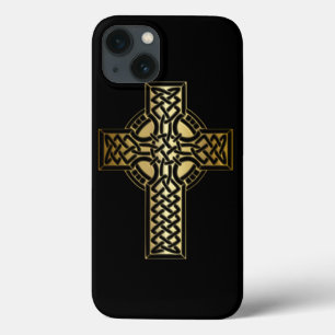 Keltisches Knoten-Kreuz im Gold und im Schwarzen Case-Mate iPhone Hülle