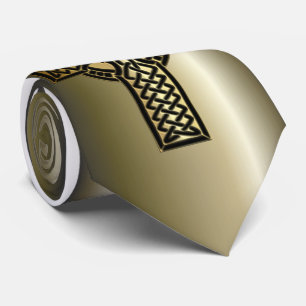 Keltisches Knoten-Kreuz im Gold und im Schwarzen Krawatte