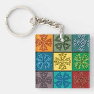 Keltisches Knoten-Kreuz-Muster Pop-Art Schlüsselanhänger