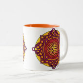 Keltisches Knoten-Medaillon Mug_ warmes tones_ARD Zweifarbige Tasse (VorderseiteRechts)