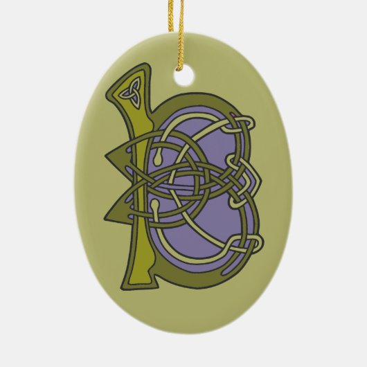 Keltisches Knotenbuchstabe-Initialenmonogramm B Keramikornament (Hinten)