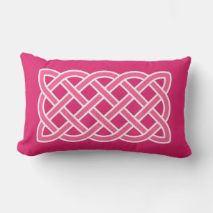Keltisches Knotenmuster, Fuchsia-Pink und Weiß Lendenkissen