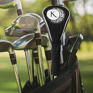 Keltisches Knotenmuster-Mondkreis-Monogramm Schwar Golf Headcover