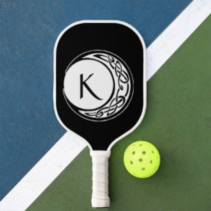 Keltisches Knotenmuster-Mondkreis-Monogramm Schwar Pickleball Schläger