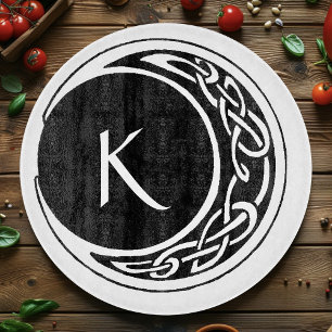 Keltisches Knotenmuster-Mondkreis-Monogramm Schwar Schneidebrett