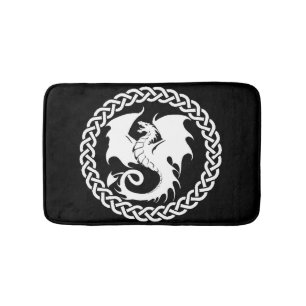 Keltisches Kreis-Drache-Schwarzes Badematte