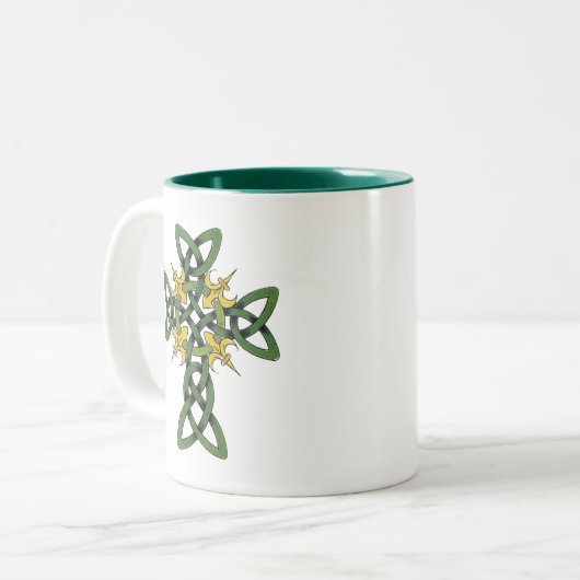 Keltisches Kreuz-Geschenk Zweifarbige Tasse (Vorderseite Links)