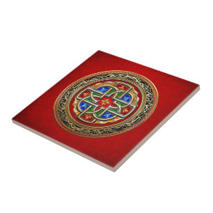 Keltisches Kreuz [Gold+Email] Fliese