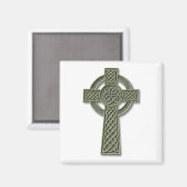 Keltisches Kreuz - Grüner Stein Magnet (Vorderseite/Rückseite)