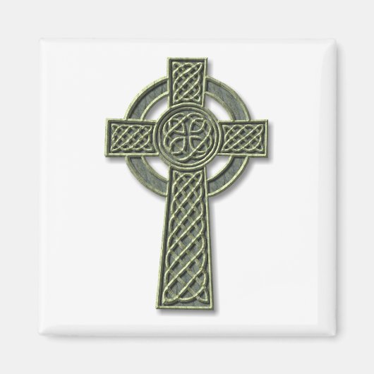Keltisches Kreuz - Grüner Stein Magnet (Vorne)