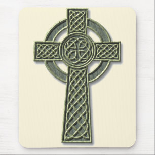 Keltisches Kreuz - grüner Stein Mousepad