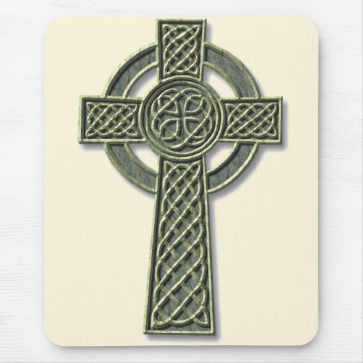 Keltisches Kreuz - grüner Stein Mousepad (Vorne)