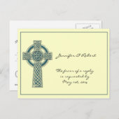 Keltisches Kreuz in Aquamariner ElfenbeinUAWG Post Einladungspostkarte (Vorne/Hinten)