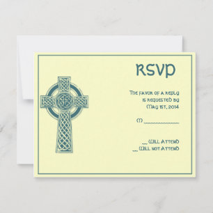 Keltisches Kreuz in Aquamariner und Elfenbeinantwo RSVP Karte