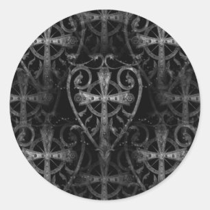 Keltisches Kreuz in der gotischen Kryptatür des Runder Aufkleber