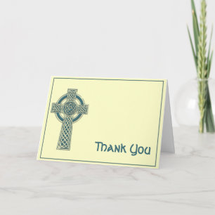 Keltisches Kreuz in Türkis und Elfenbein Danke
