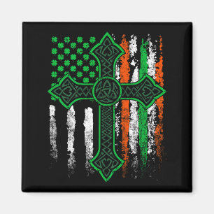 Keltisches Kreuz irisch-amerikanische Flagge St. P Magnet