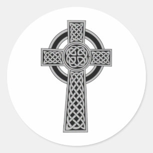Keltisches Kreuz - Silber Runder Aufkleber
