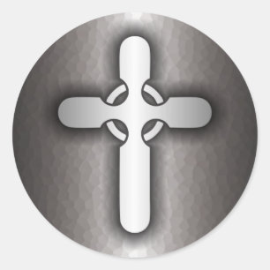 Keltisches Kreuz (Stahl) Runder Aufkleber