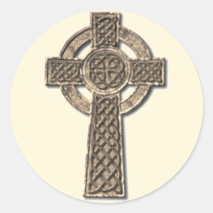 Keltisches Kreuz - Stein Runder Aufkleber