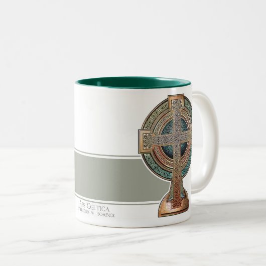 Keltisches Kreuz-Tasse Zweifarbige Tasse (VorderseiteRechts)