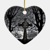 Keltisches Kreuz und Bäume Herz Weihnachtsschmuck (Hinten)