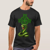 Keltisches Kreuz und grüne Schlange Irischer Stolz T-Shirt (Vorderseite)