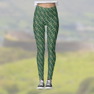 Keltisches Kreuz und Irisches Kleeblatt Grünes Vin Leggings