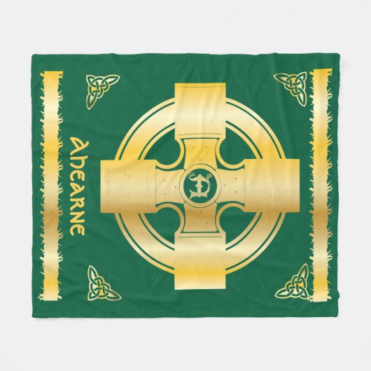 Keltisches Kreuz und Knoten Buchstaben A Monogramm Fleecedecke (Vorderseite (Horizontal))