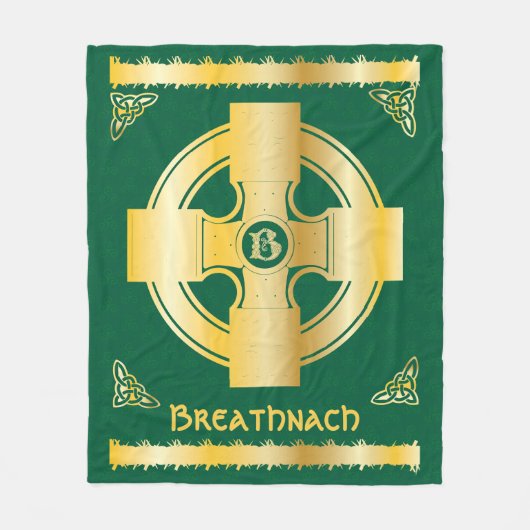 Keltisches Kreuz und Knoten Buchstaben B Monogramm Fleecedecke (Vorderseite)