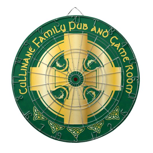 Keltisches Kreuz und Knoten Buchstaben C Monogramm Dartscheibe (vorne)