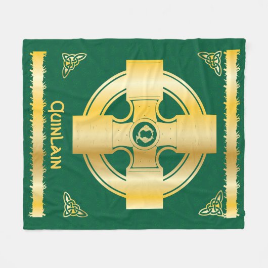 Keltisches Kreuz und Knoten Buchstaben Q Monogramm Fleecedecke (Vorderseite (Horizontal))